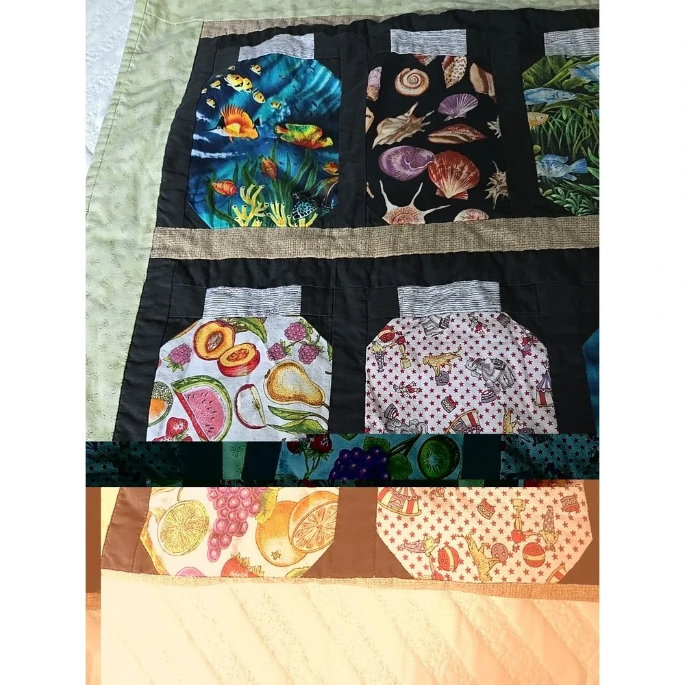Hand Crafted Art Quilt Sarasota Memory Jars Seashore Beach Summer Ocean  33